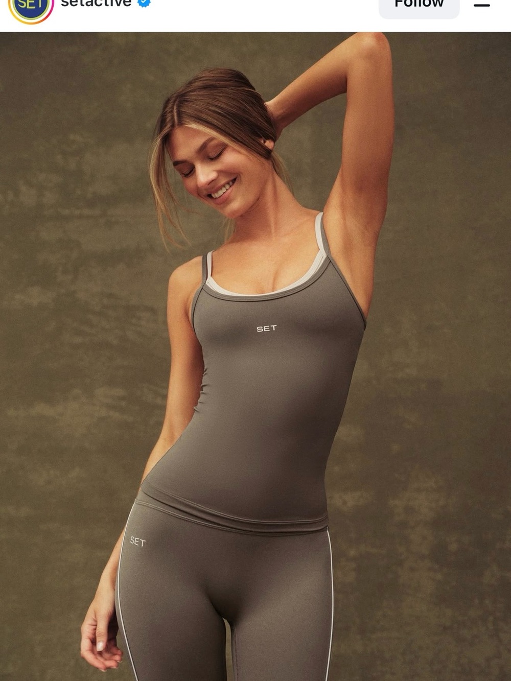 SET Active Breathe 1.0 Grain Color: Tank and Leggings Set XS